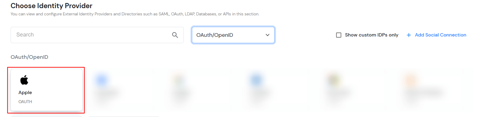 Select OAuth to setup Ghost as IDP : Select Apple OAuth 2.0