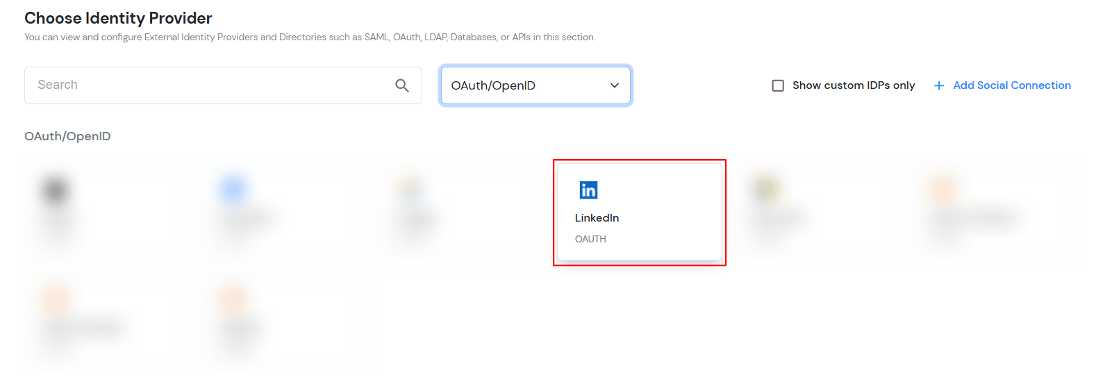 Select OAuth to setup Ghost as IDP : Select LinkedIn OAuth 2.0