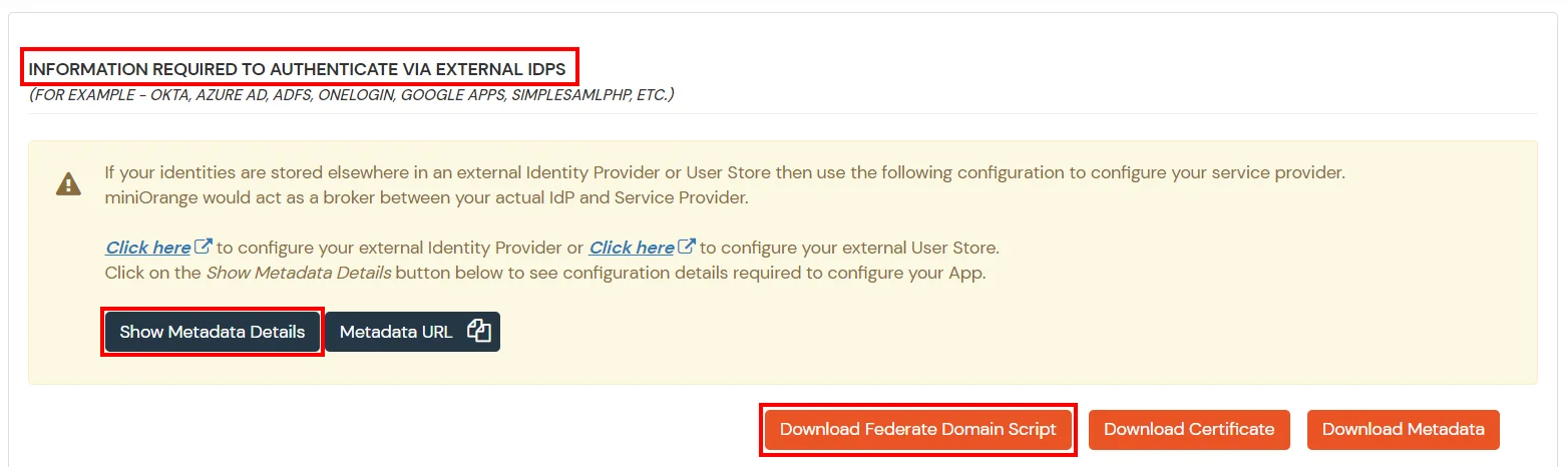 Power Bi Single Sign-On (SSO) Download federate domain script button.