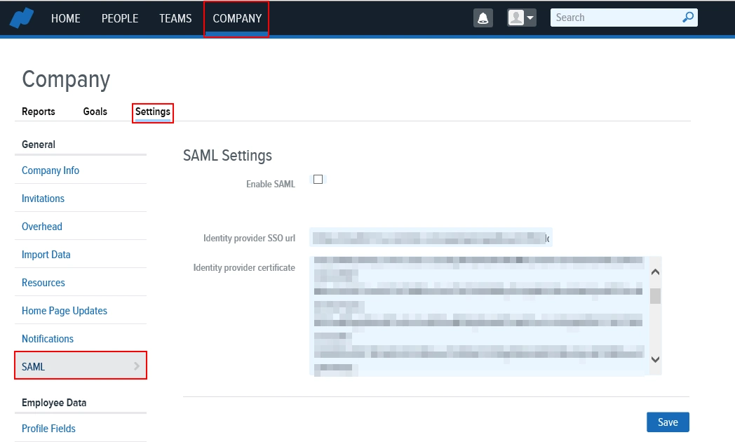 Namely Single Sign-On (SSO): Namely configuration