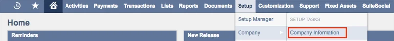 Netsuite Single Sign-On (sso) Go to Setup > Company and click Company information