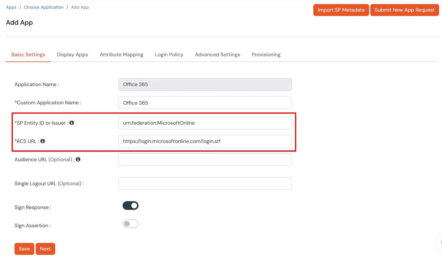 Office 365 Single Sign-On (sso) configuration steps