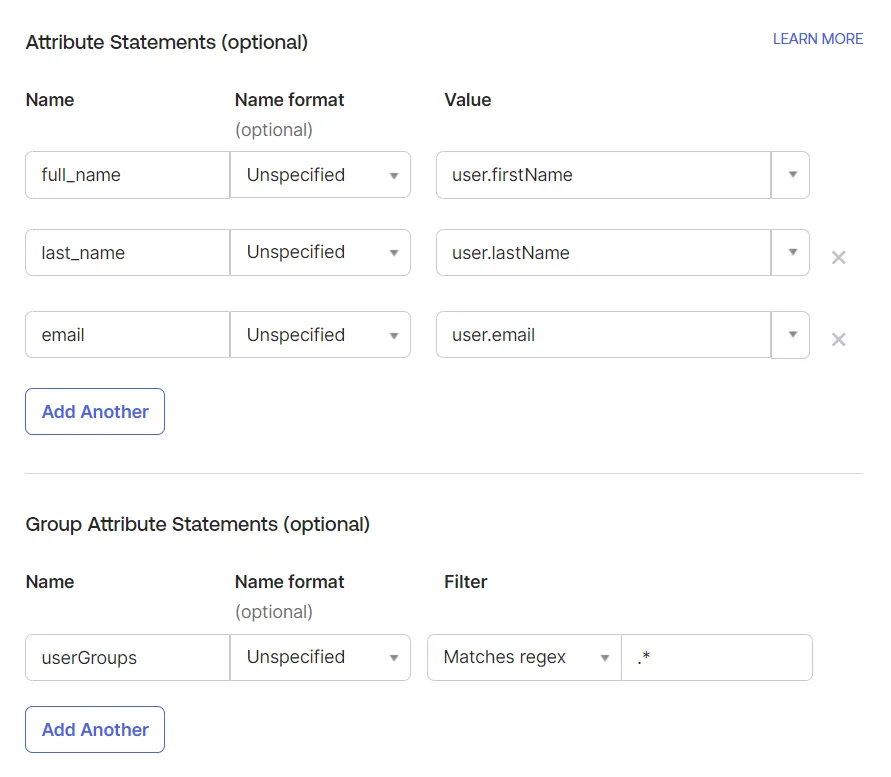 Configure Okta as SAML IDP : Add Attribute Statements