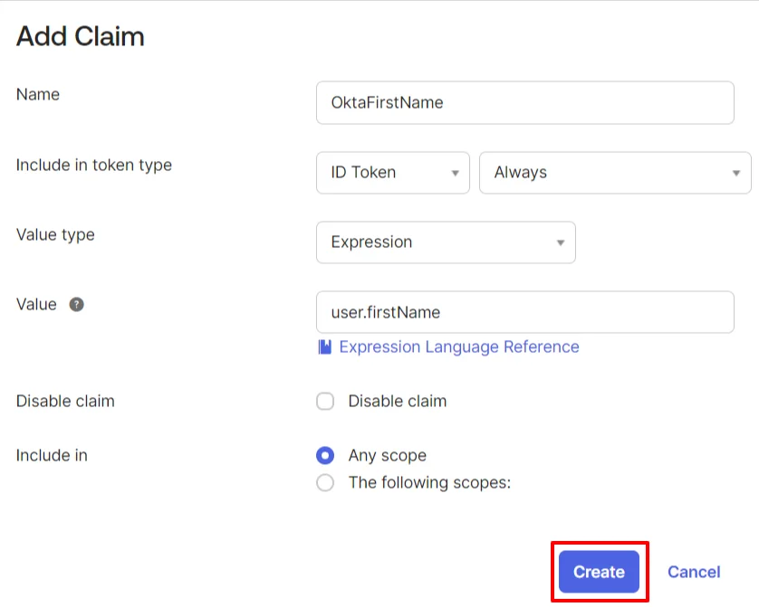 Configure Okta as SAML IDP : Add Claims