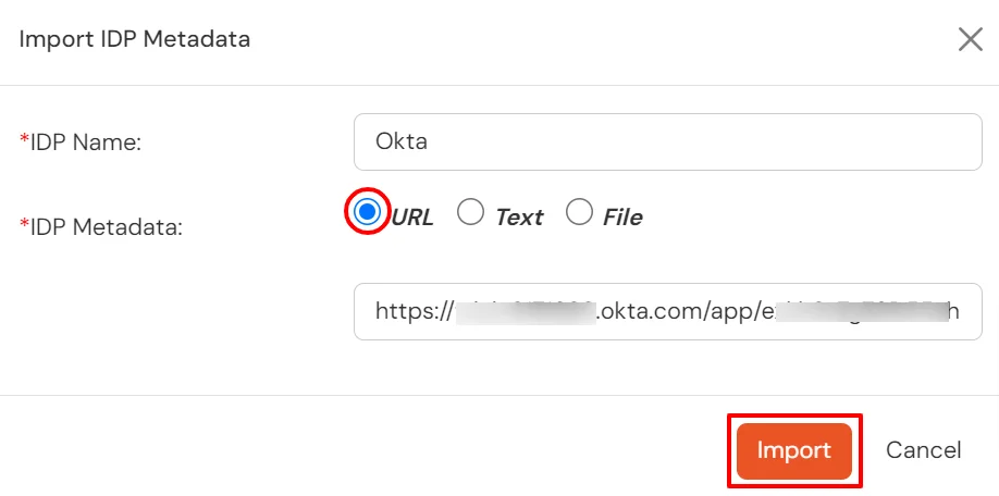 Okta as IdP Import Matadata