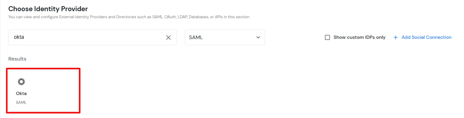 BigCommerce BigCommerce as SAML IDP: Search Okta