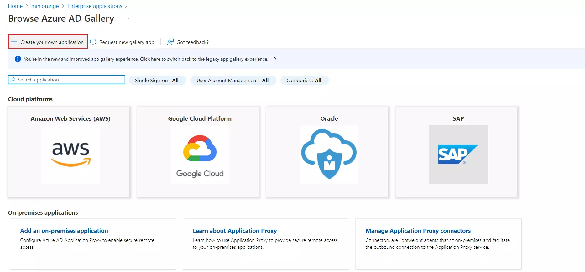 Browse Microsoft Entra ID Gallery to add new app