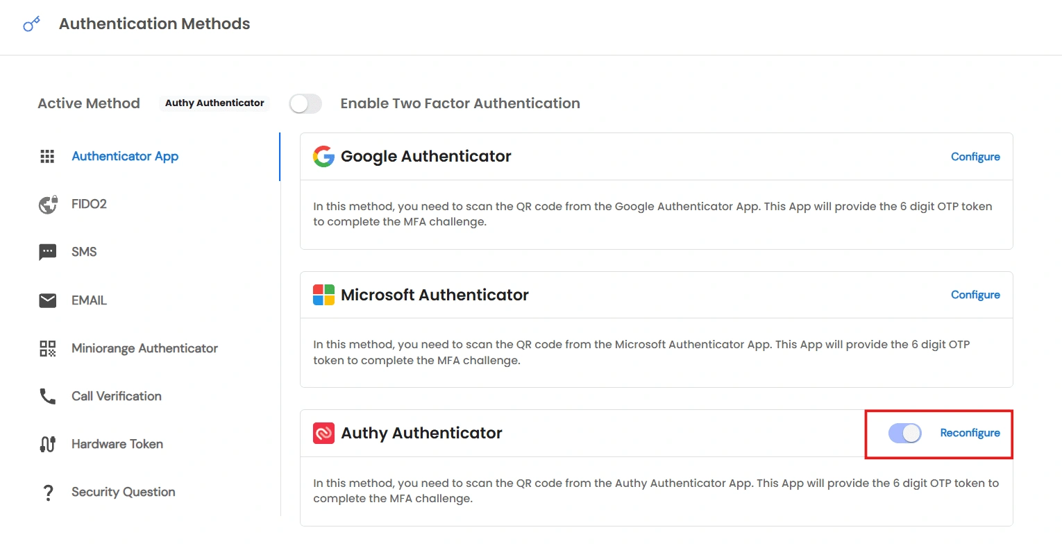 PAM Admin Handbook: Active Authentication Method Toggle