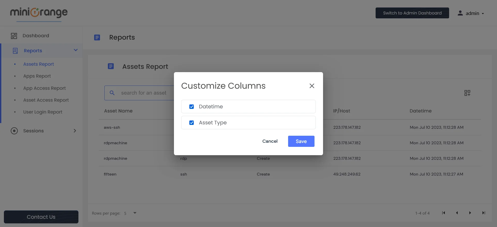 PAM Handbook - Assets Report: Customize the column according their preference