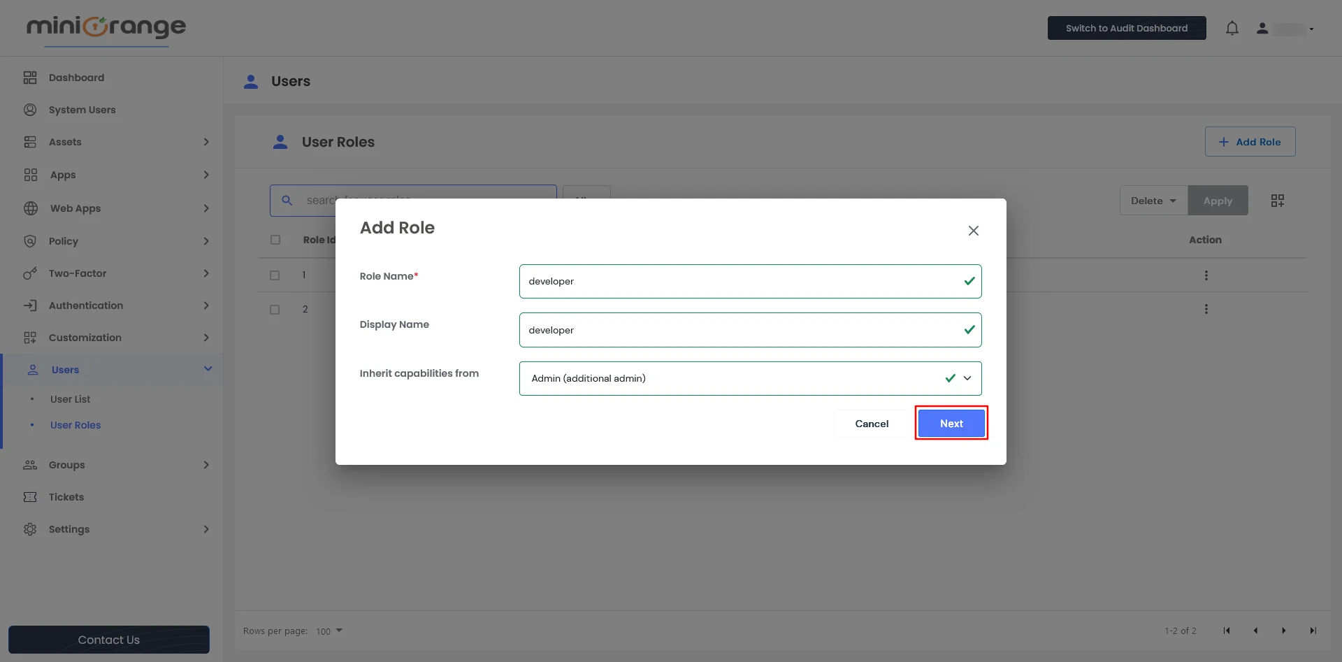 Privileged Access Management Admin Handbook: Click on Add Role button to create a new role