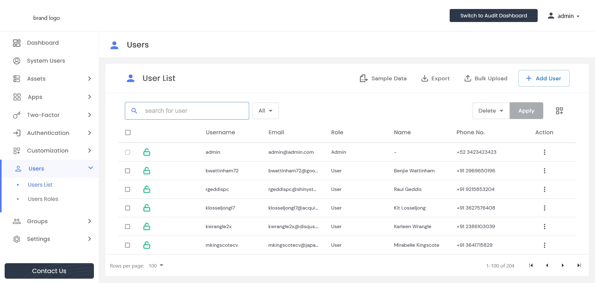 Privileged Access Handbook: To get the users data, navigate to Users -> Users List -> Export