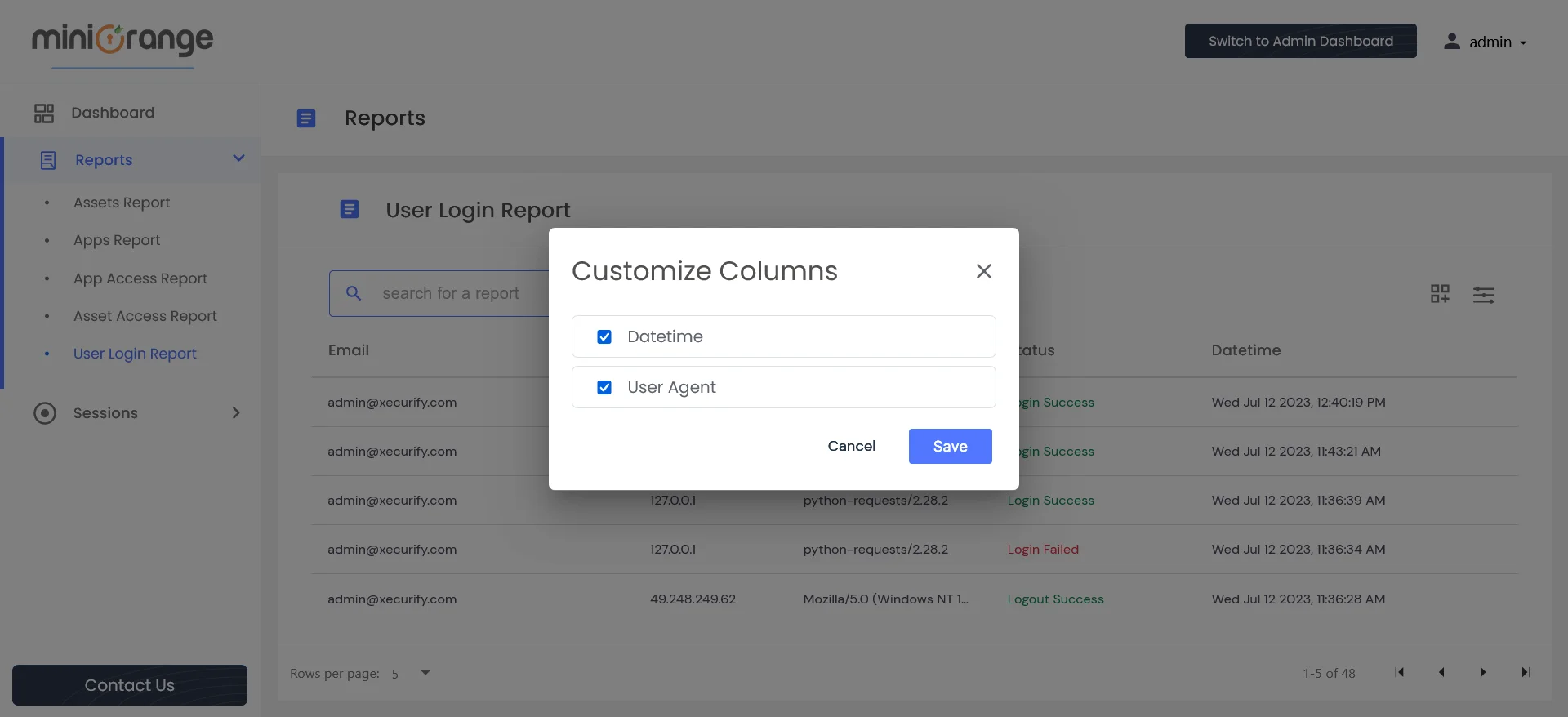 Privileged Access Management Admin Handbook: Locate the icon for adding/removing column