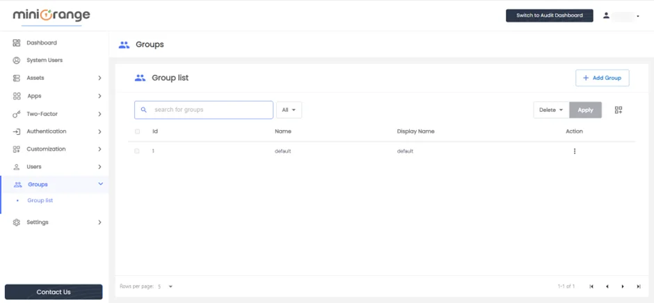 Privileged Access Management Admin Handbook: Navigate to Groups -> Group list and click on Add Group button 