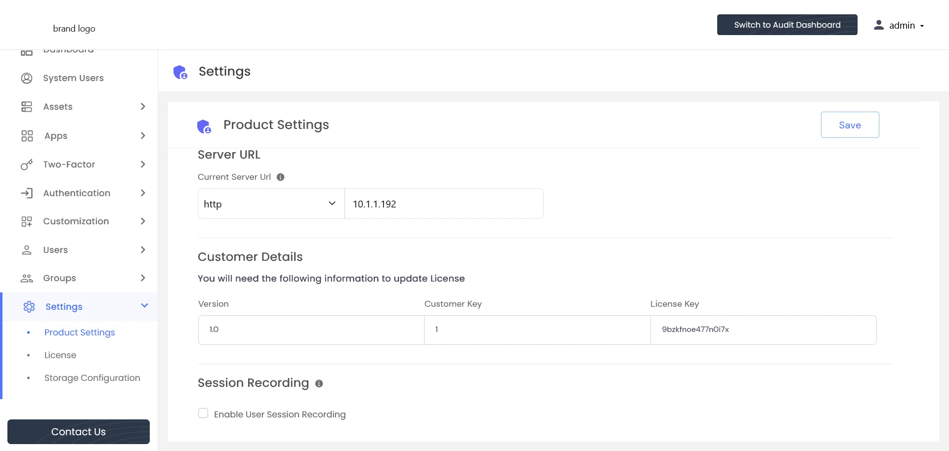 Privileged Access Management Admin Handbook: Navigate to Settings -> Product Settings -> Customer