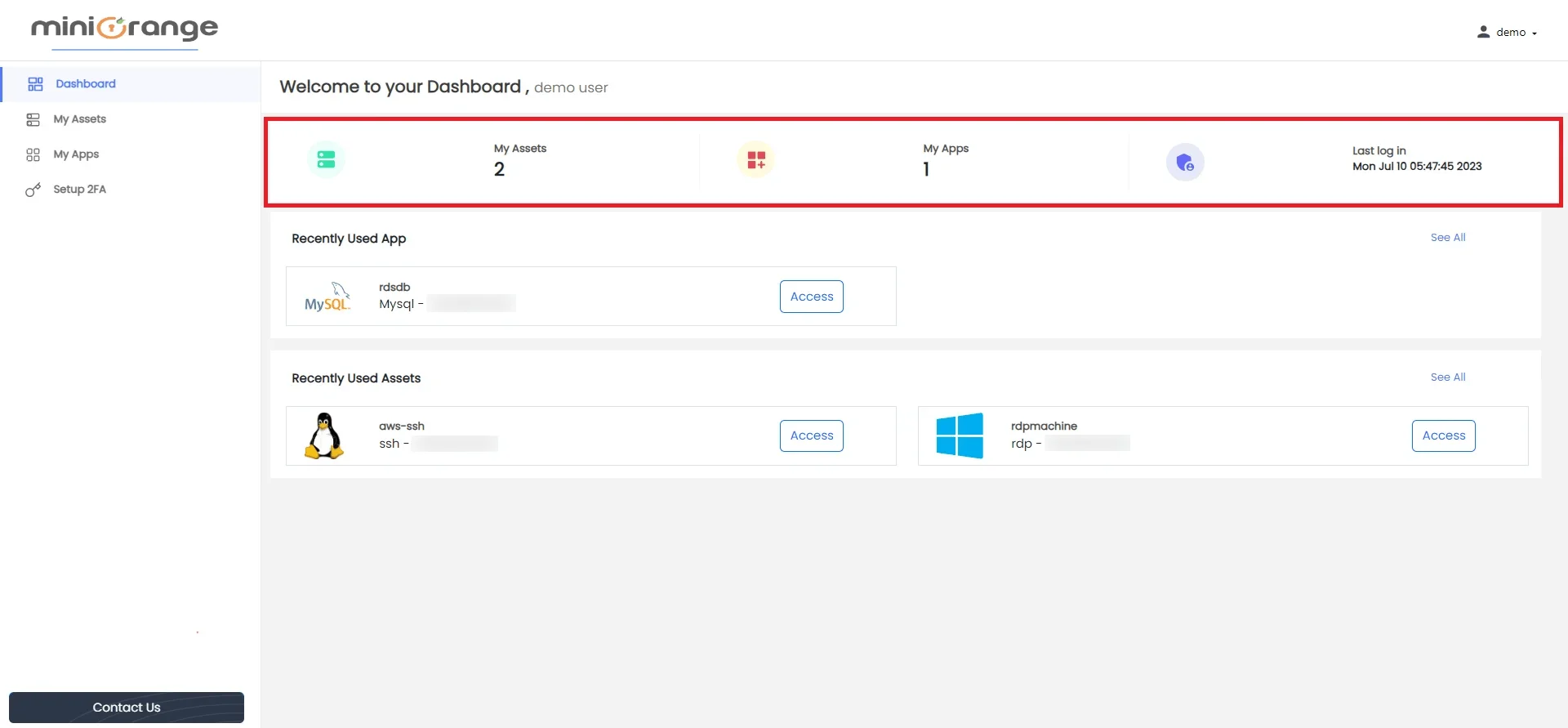 Privileged Access Management Admin Handbook: Dashboard also display resource count and last login date-time