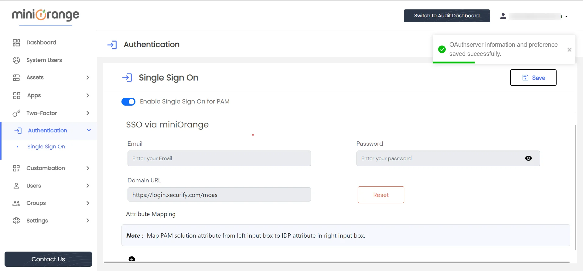 Privileged Access Management Admin Handbook: Once the form submission is successful, the following details are disable