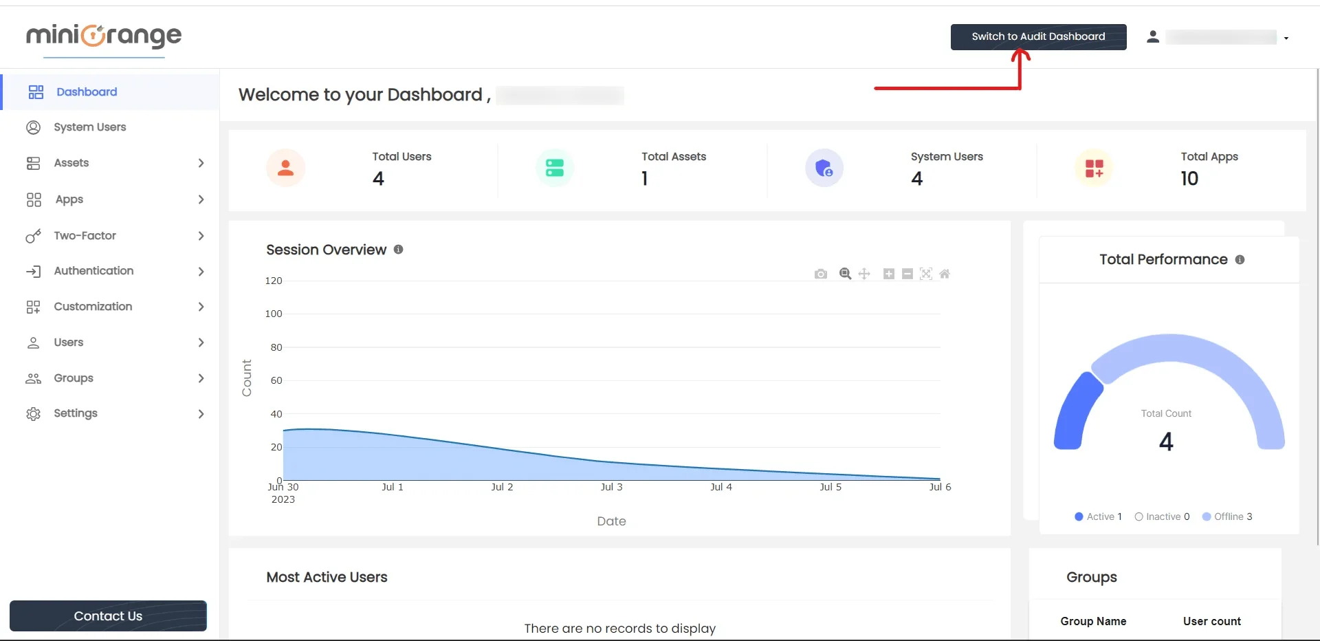 PAM Admin Handbook: Switch to Audit Dashboard