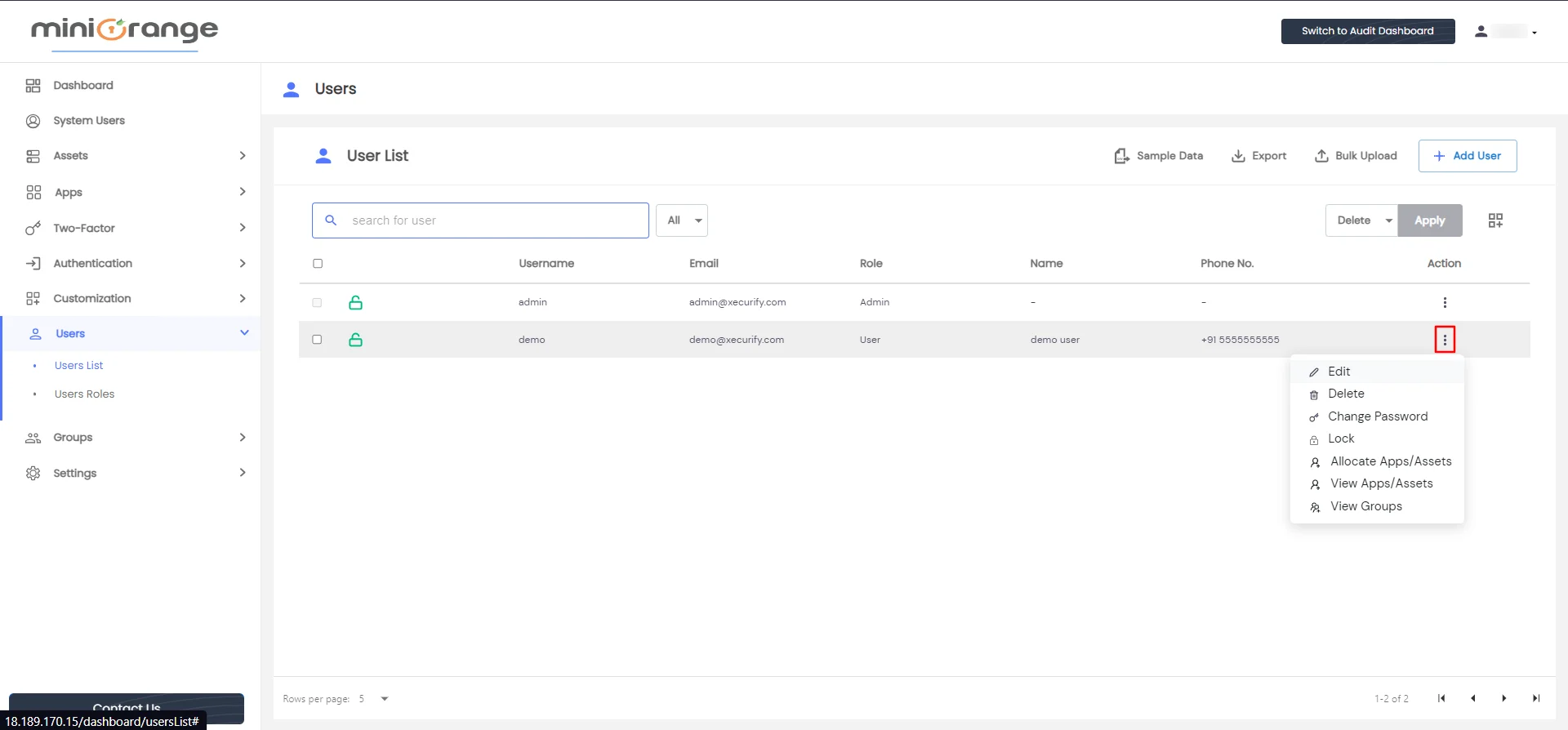 Privileged Access Management Admin Handbook: Click on the three dots icon below the action column