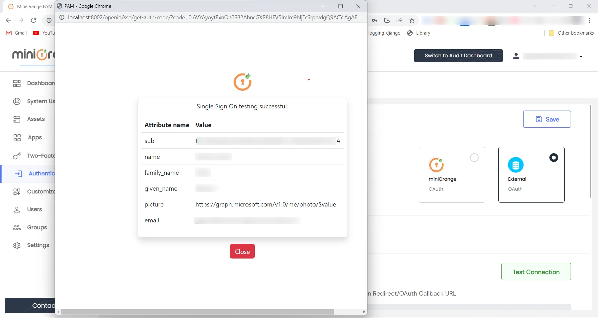 Privileged Access Management Admin Handbook: When configuration is successful, you will see the user information