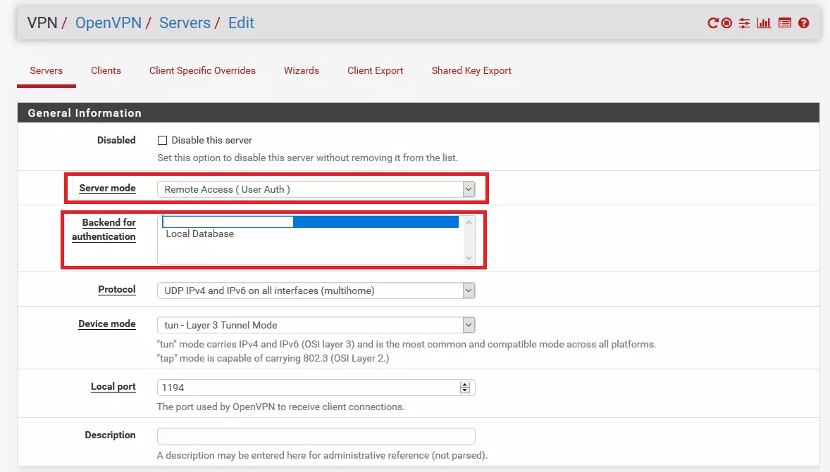  Two-factor authentication (2FA) for OpenVPN on pfSense : Authentication Server