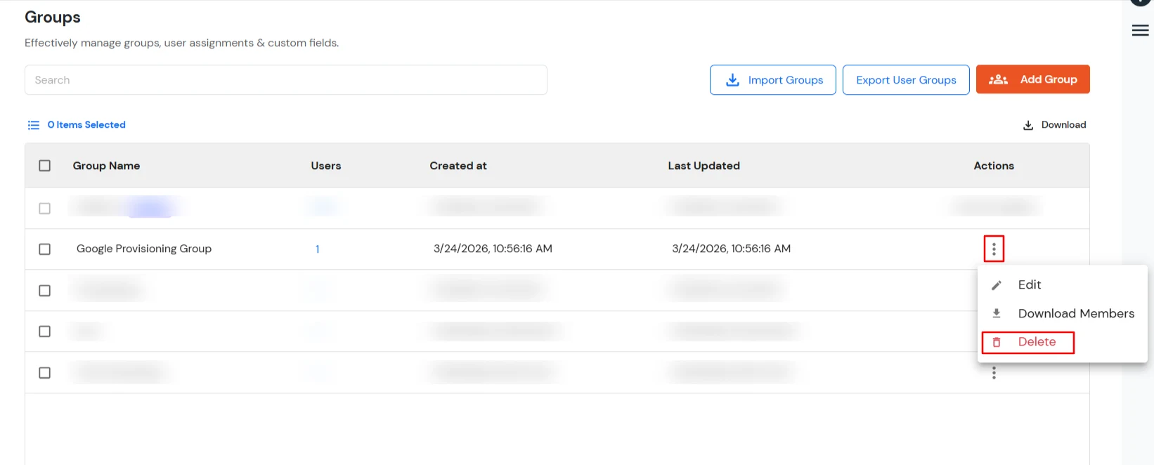 Google Apps Provisioning: Delete group