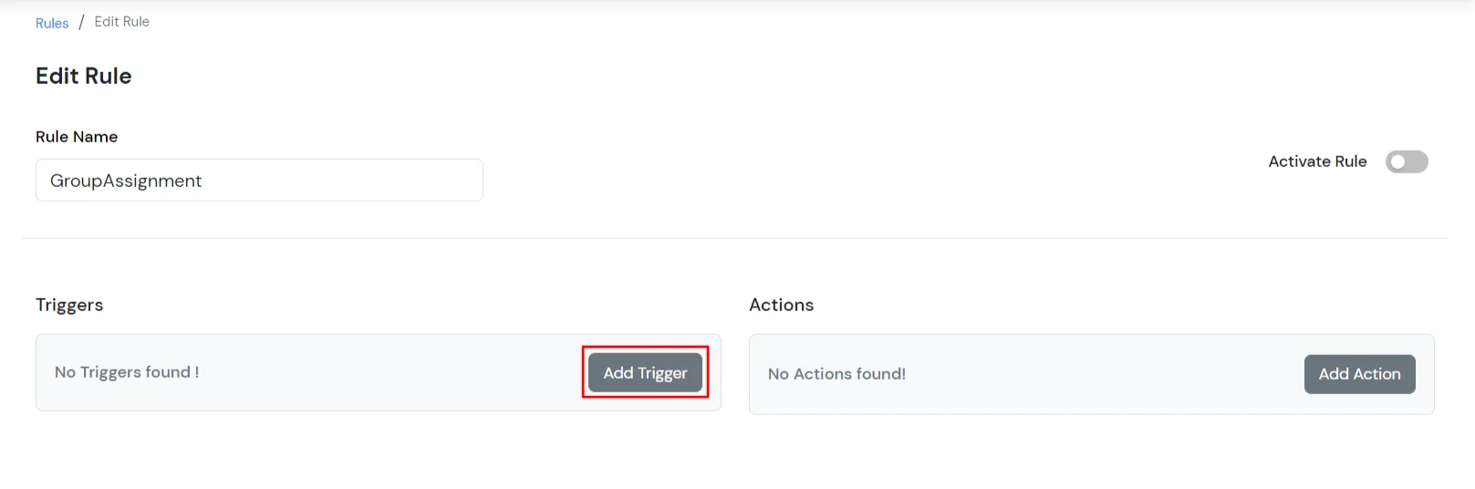 Rule-Based Automation/Provisioning : Click Add Trigger
