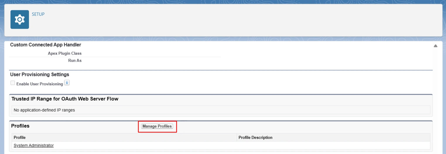 Salesforce IdP : Manage Profile