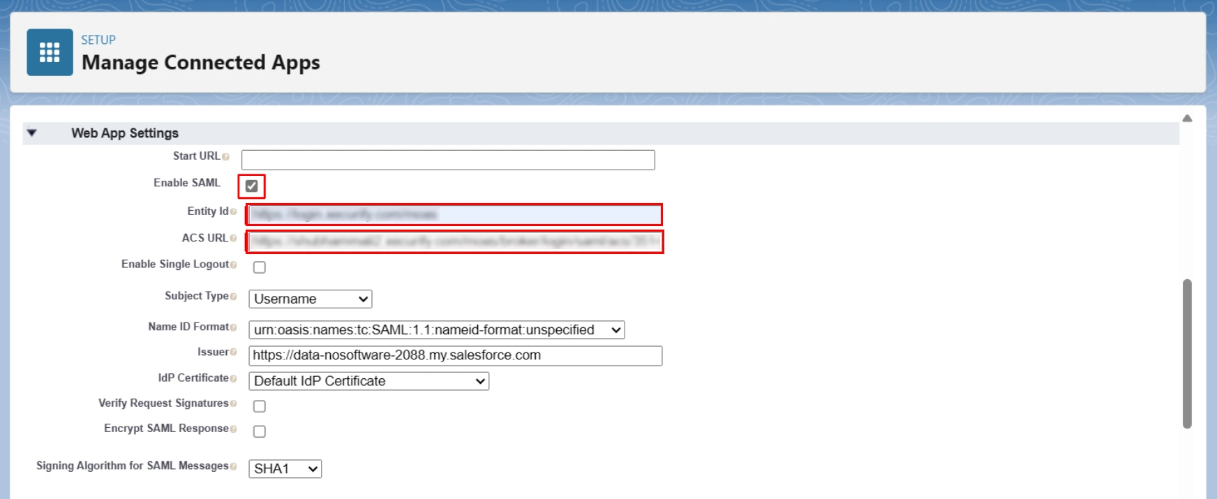 Salesforce IdP : Basic SAML Configuration