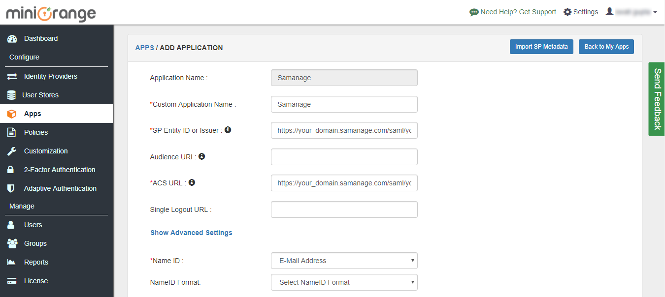 Configure Samanage Single Sign-On (SSO)