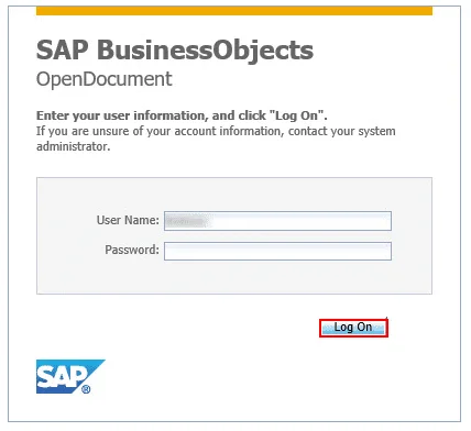 SAP BusinessObjects Single Sign-On (sso) user login page 