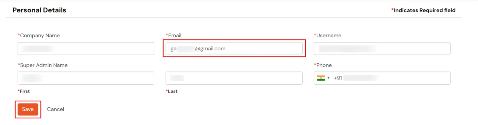 select OTP over Email method for super admin - Add Email Address