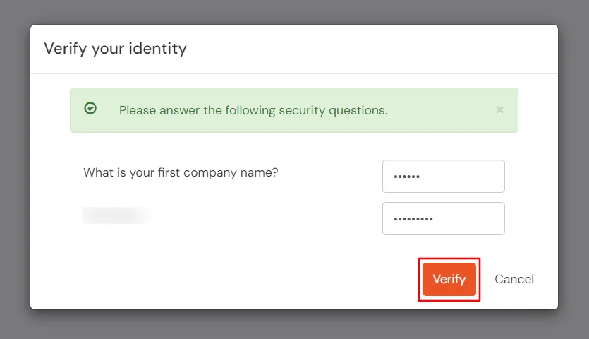 Verify your identity as an admin