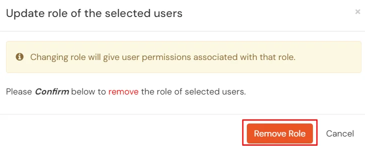 Confirm the users whom you remove from the Additional Partner Portal role