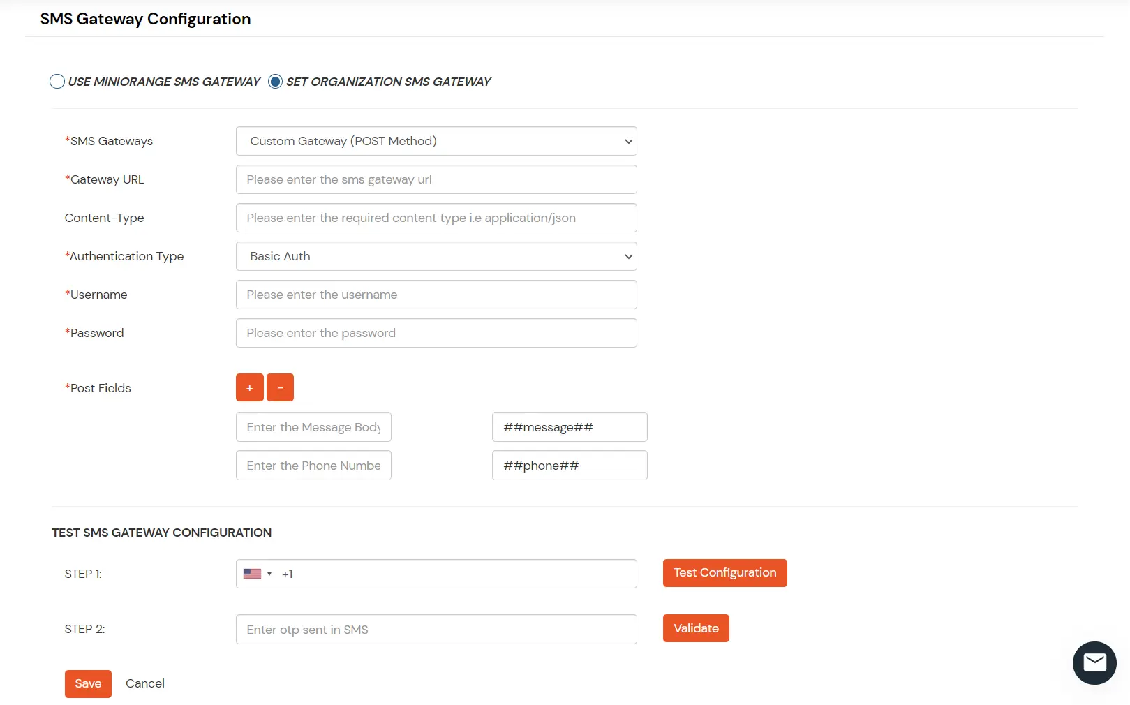 miniOrange Identity Platform Partner Portal Handbook: custom sms provider