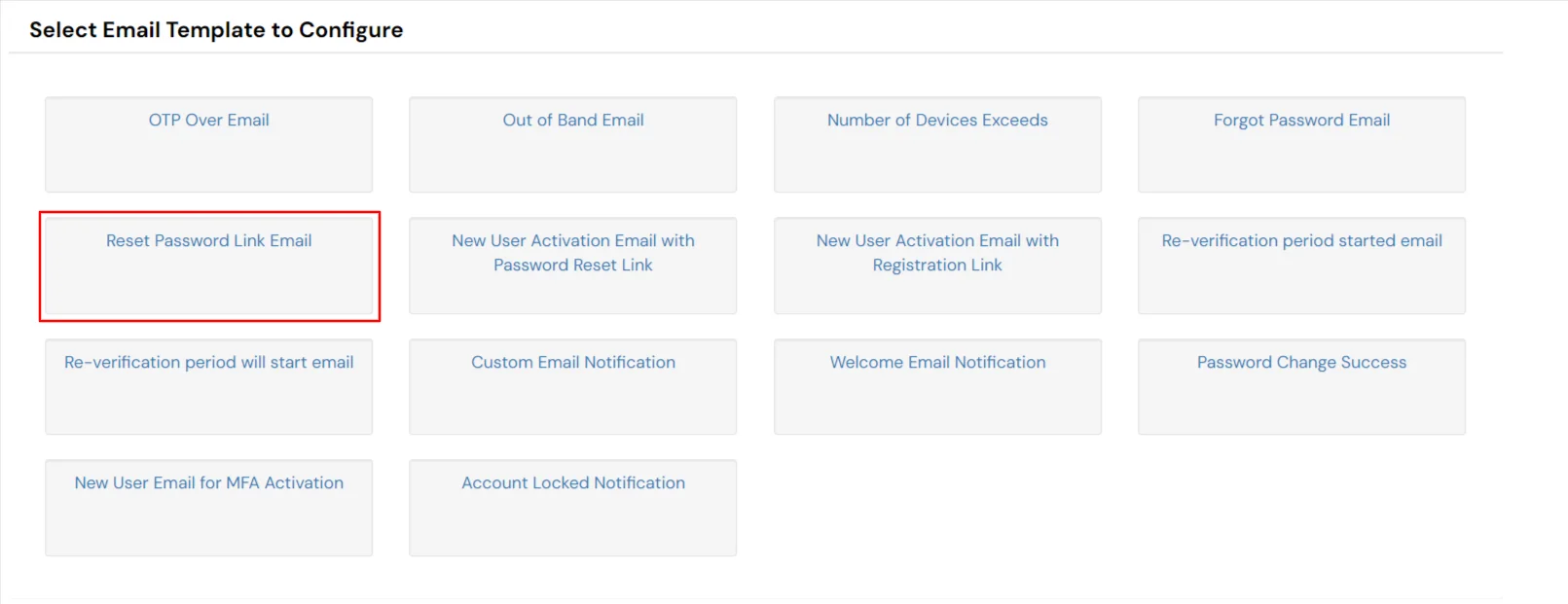 miniOrange Identity Platform Partner Portal Handbook: Select Reset Password Link Email Template