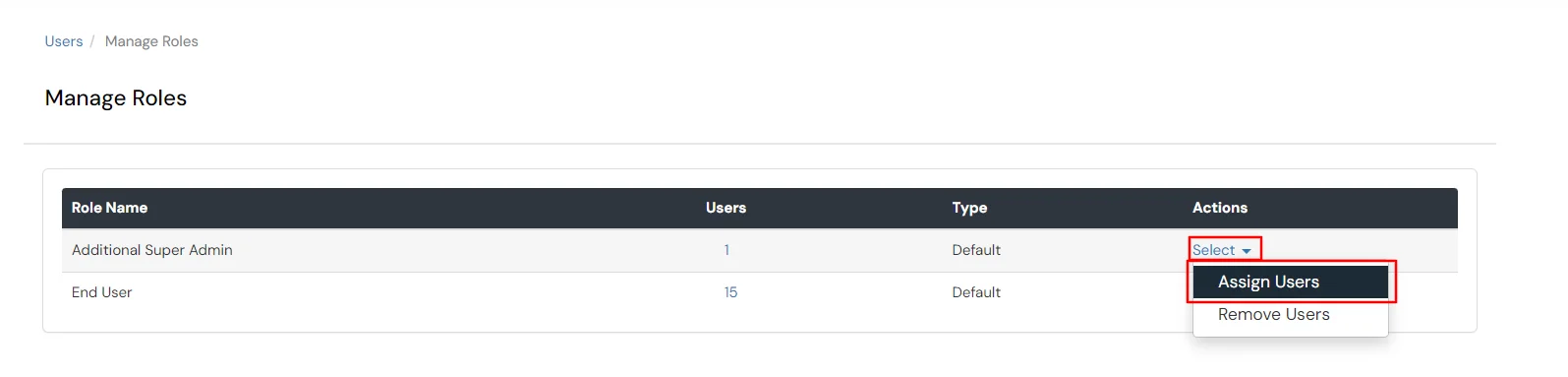 miniOrange Identity Platform Partner Portal Handbook: click Select and assign users 