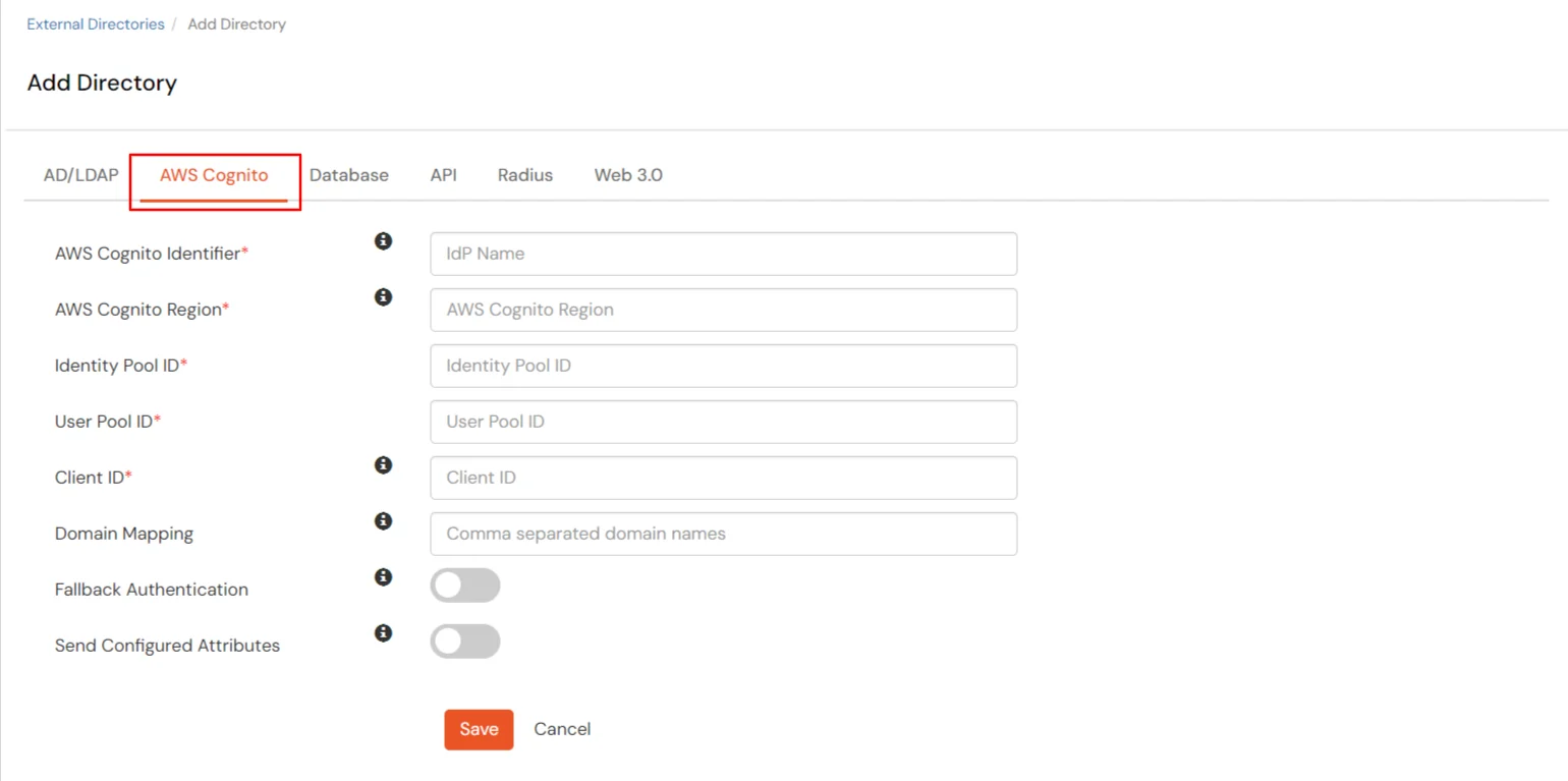 miniOrange Identity Platform Partner Portal Handbook: Select AWS Cognito