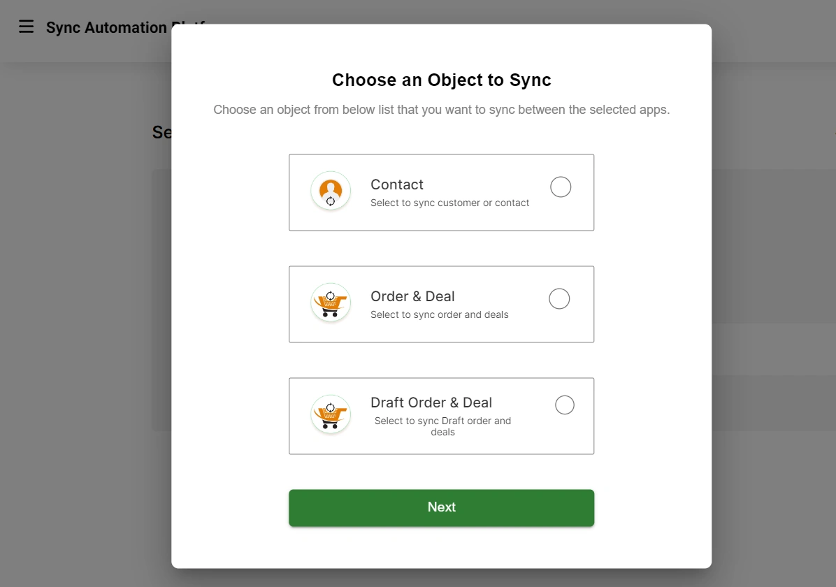 Shopify Woocommerce Integration - choose sync object