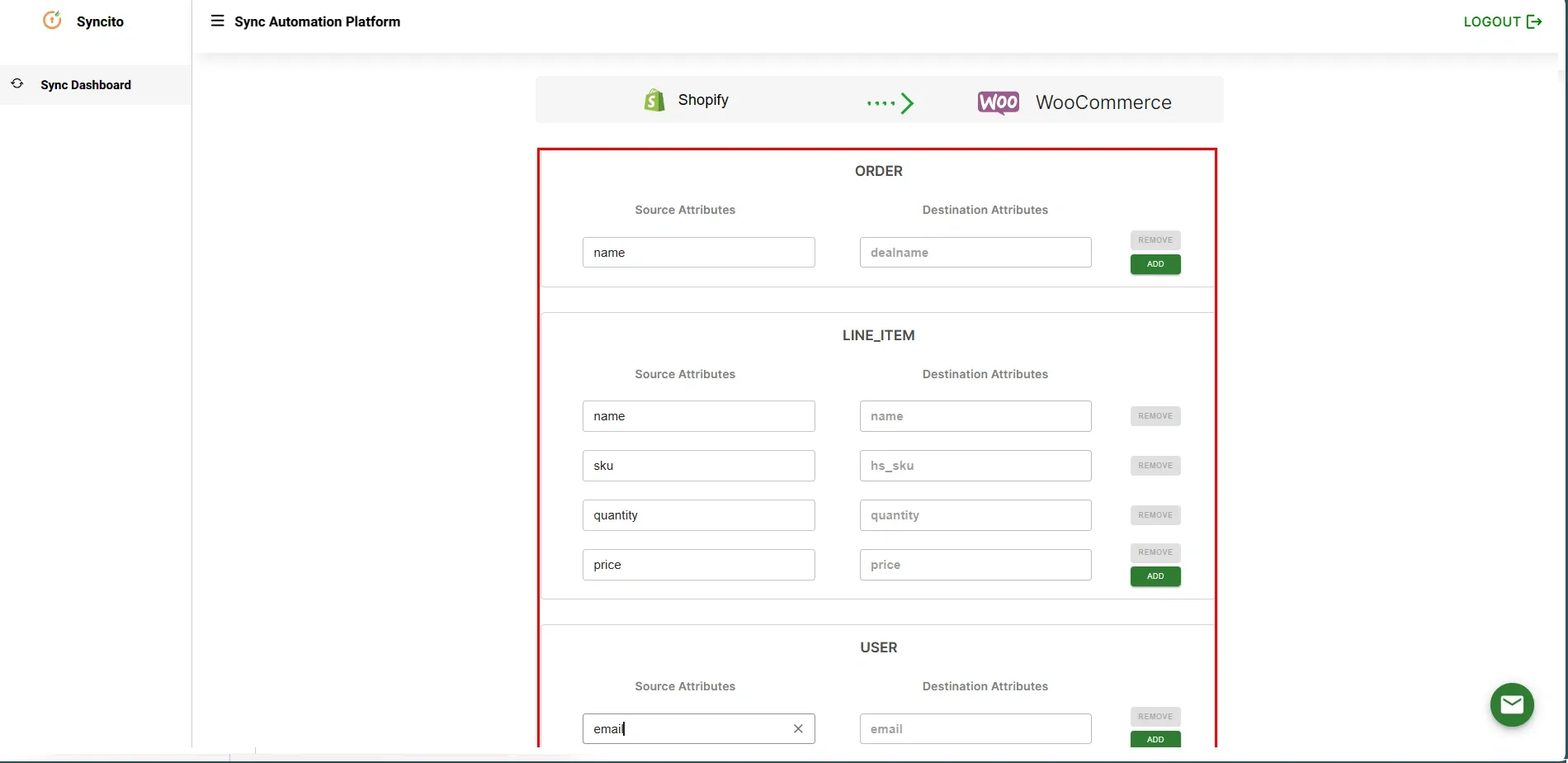 Shopify Woocommerce Integration - shopify attribute mapping order