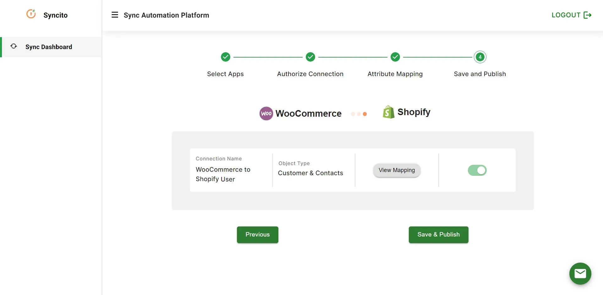 Shopify Woocommerce Integration - contact save publish