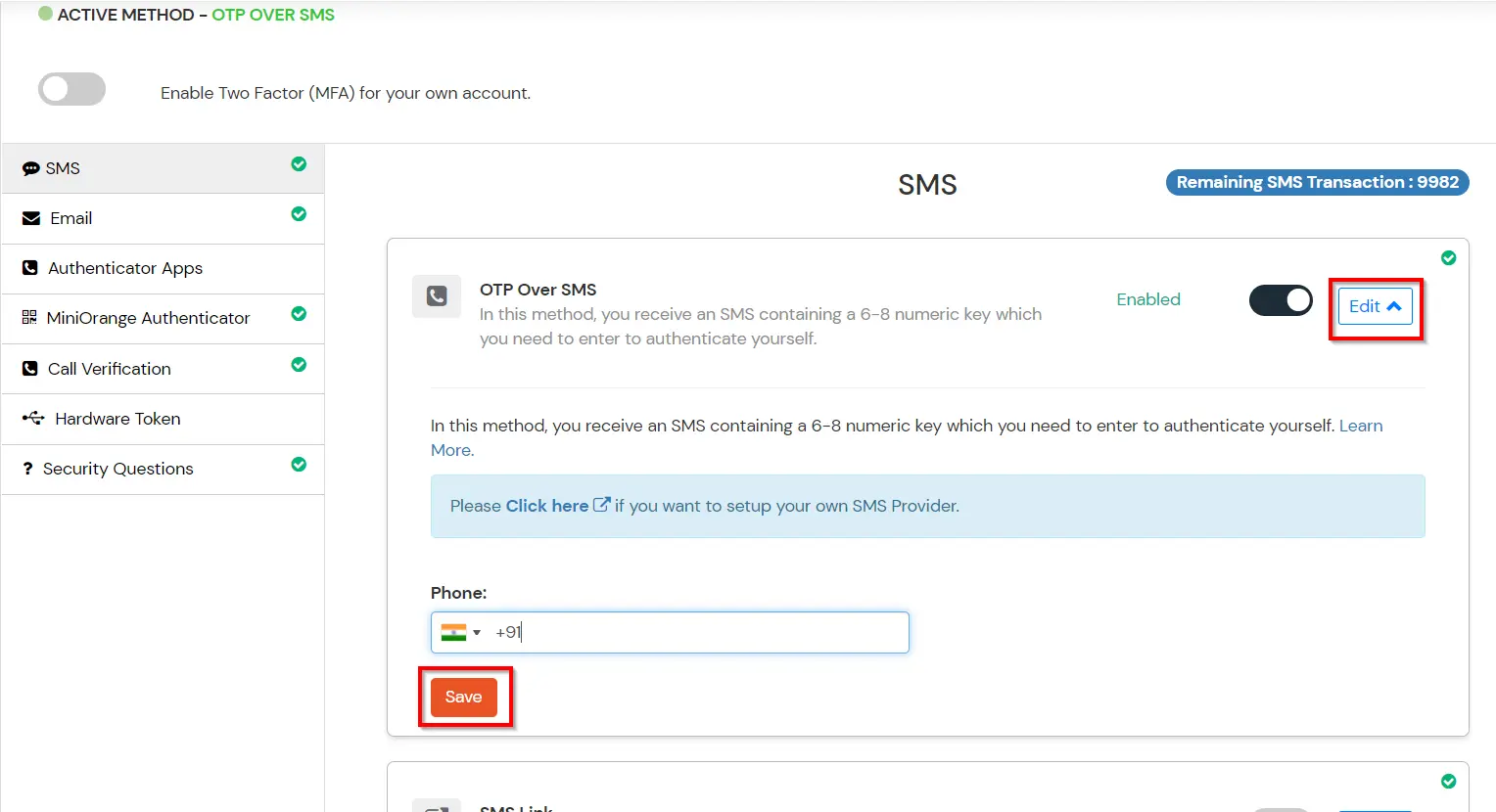 MFA/Two-Factor Authentication(2FA) for ParkMyCloud  Configure Second Factor-SMS(Enter Mobile Number)