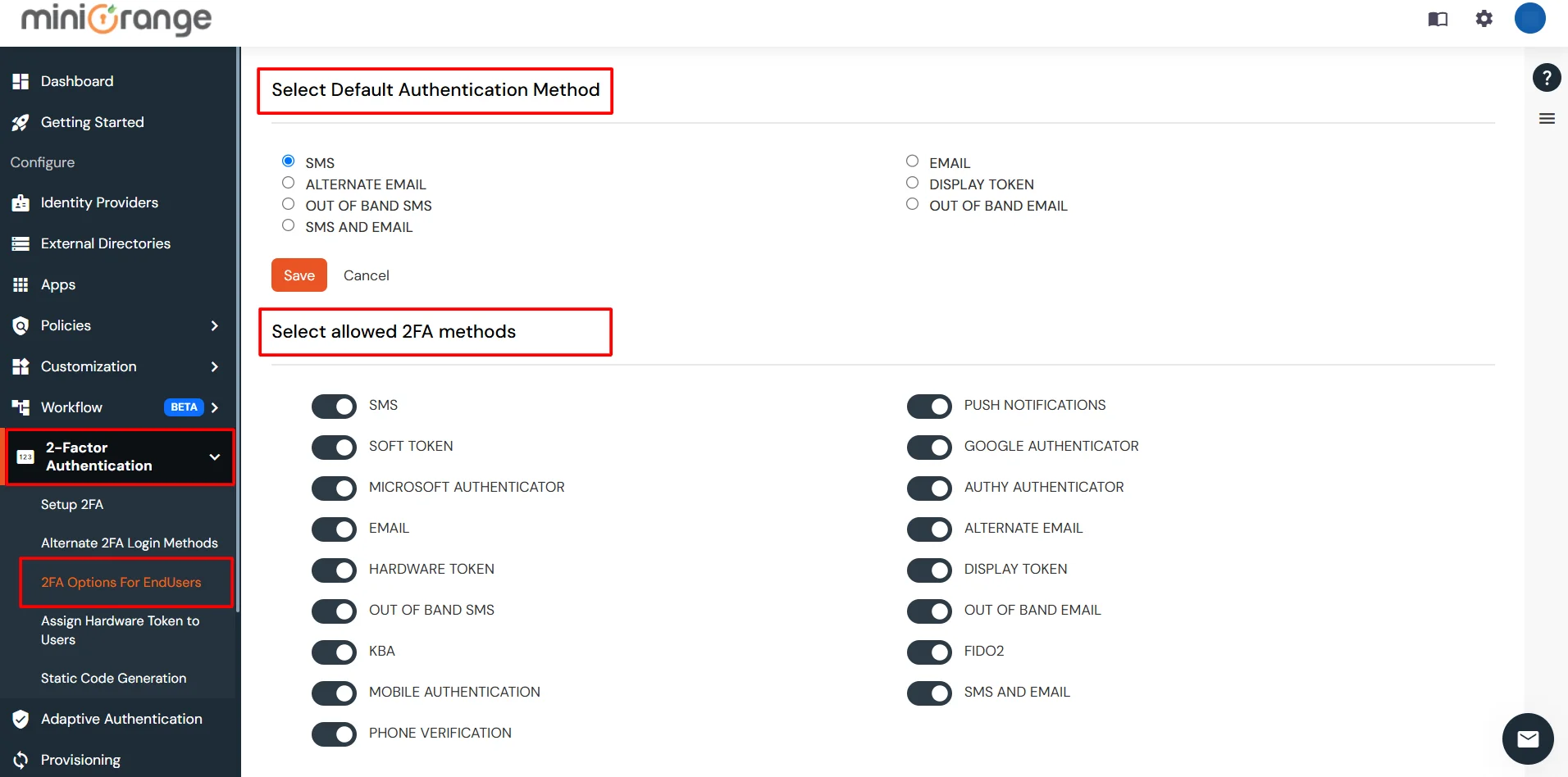 MFA/Two-Factor Authentication(2FA) for webflow  Configure 2FA Panel