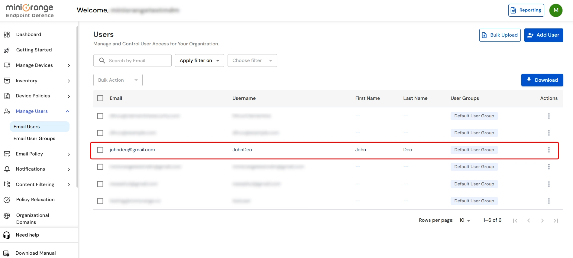 User successfully created and listed in Android MDM user management