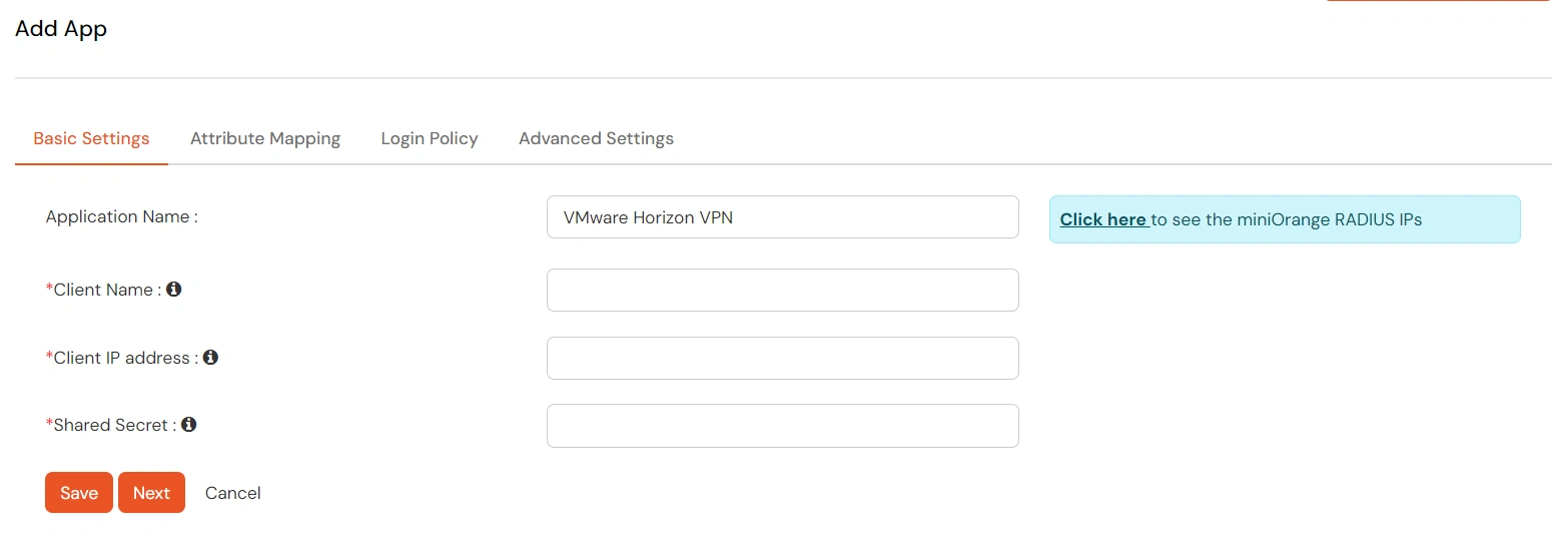  VMware Horizon MFA: Add VMWare App