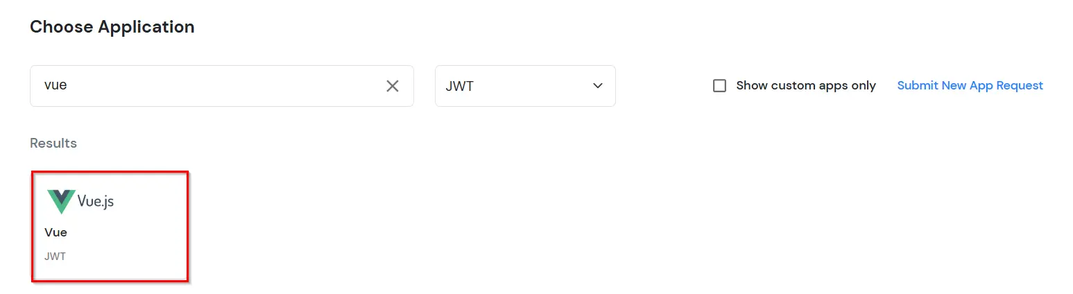 Configure JWT application: Search Vue.js JWT application