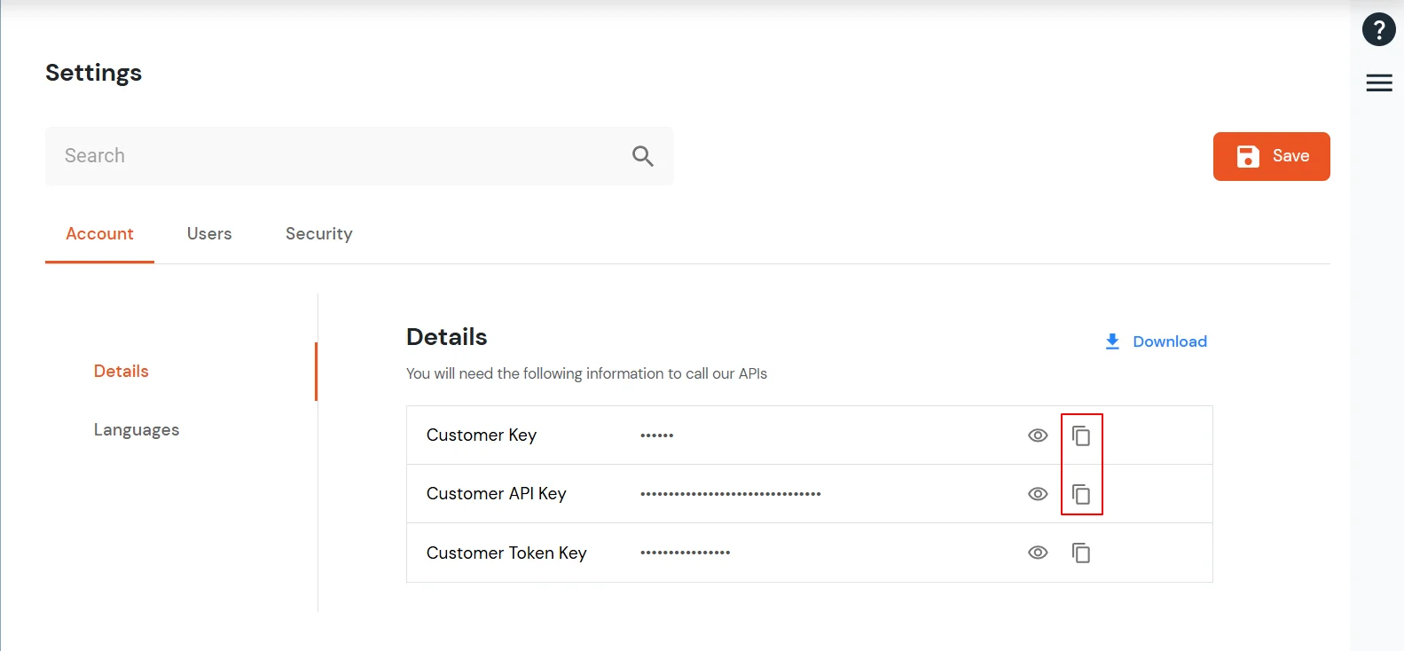 Remote Desktop Protocol (RDP) 2FA/MFA : Copy Customer and API Key