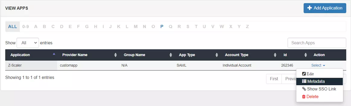 Z-Scaler Single Sign-On (sso) Select Metadata