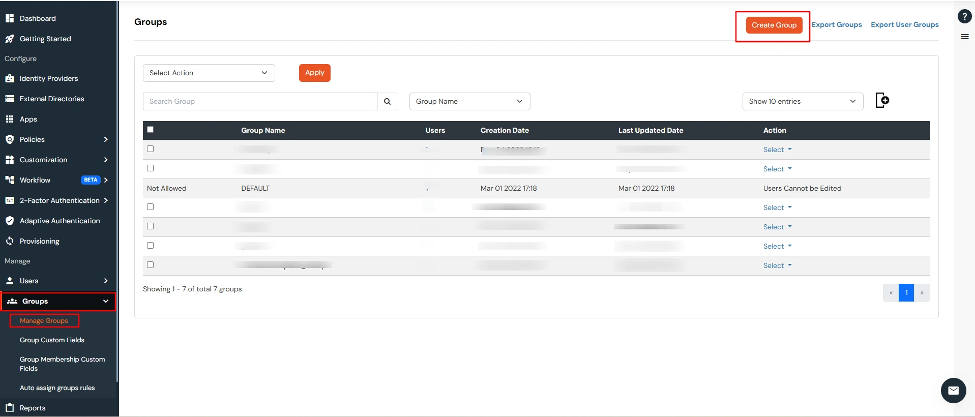 miniOrange Identity Platform Admin Handbook: Create Group